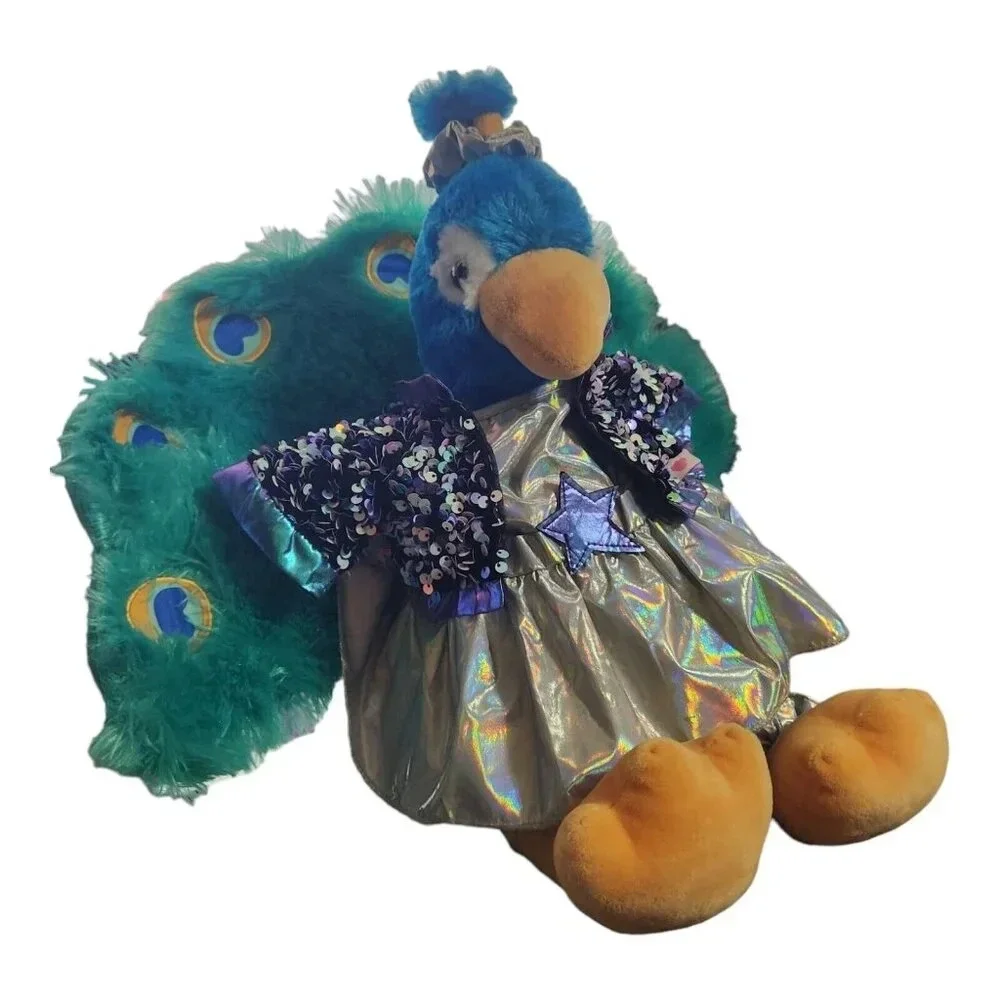 Build-A-Bear Workshop Peacock Plush Blue Bird Outfit Holographic Dress‎ 16